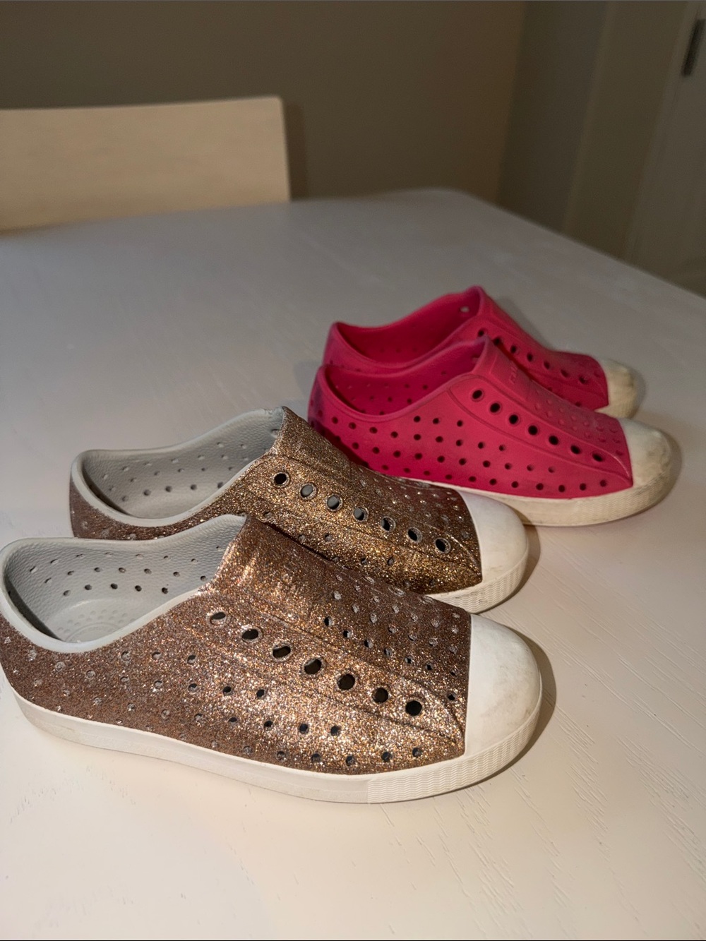 Native Kids Glitter Pink Waterproof Sneakers Bundle of 2 Size 12